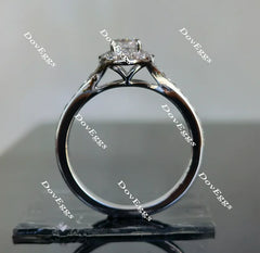 Oval floral half eternity pave moissanite engagement ring| Doveggs