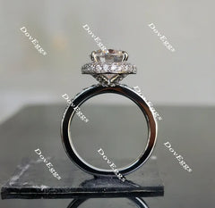 Oval halo pave moissanite engagement ring| Doveggs