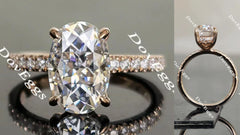Oval half eternity pave moissanite engagement ring| Doveggs