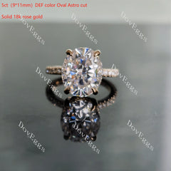 Oval half eternity pave moissanite engagement ring| Doveggs