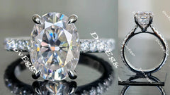 The Christina-Oval pave moissanite engagement ring| Doveggs