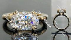Oval solitaire moissanite double claw engagement ring| Doveggs