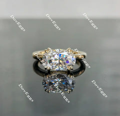 Oval solitaire moissanite double claw engagement ring| Doveggs