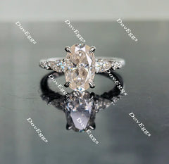 Oval side stone moissanite engagement ring| Doveggs
