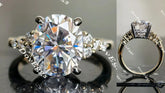 Sandra-Oval side stone moissanite engagement ring| Doveggs
