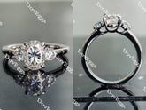 Oval three stones moissanite engagement ring| Doveggs