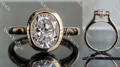 Oval bezel hidden halo moissanite engagement ring| DovEggs
