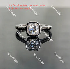 Oval bezel hidden halo moissanite engagement ring| DovEggs