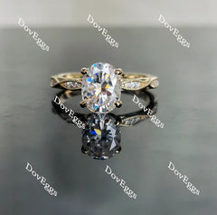 Oval art deco moissanite engagement ring| Doveggs