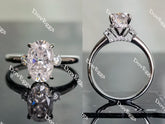 Oval three stones pave moissanite engagement ring| Doveggs
