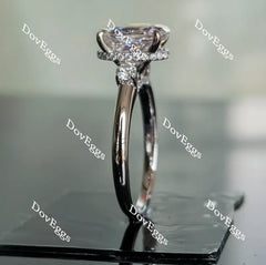 Oval three stones pave moissanite engagement ring| Doveggs