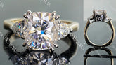 Three-stone lab diamond engagement ring semi-mount only(Exclusively to DovEggs Stones)