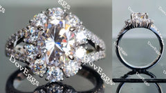Oval split shank halo moissanite engagement ring| Doveggs