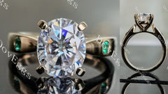 Oval art deco moissanite engagement ring| DovEggs