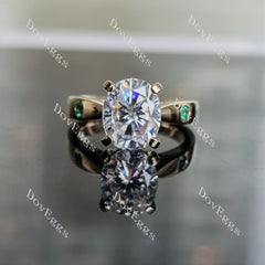 Oval art deco moissanite engagement ring| DovEggs