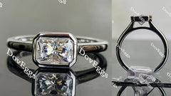 Solitaire bezel solitaire east-west engagement ring only semi-mount only(Exclusively to DovEggs Stones)