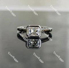 Solitaire bezel solitaire east-west engagement ring only semi-mount only(Exclusively to DovEggs Stones)