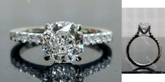 Octagon pave half eternity moissanite engagement ring| DovEggs