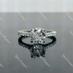 Octagon pave half eternity moissanite engagement ring| DovEggs