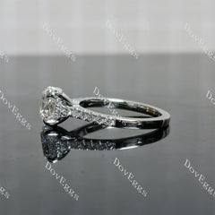 Octagon pave half eternity moissanite engagement ring| DovEggs