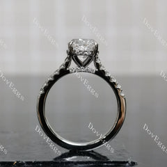 Octagon pave half eternity moissanite engagement ring| DovEggs