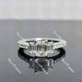 (size 9) Doveggs 1ct GHI color emerald moissanite engagement SS ring