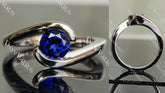 Ocean Wave round solitaire engagement ring only semi-mount only(Exclusively to DovEggs Stones)