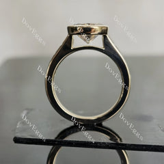 Oval bezel channel set moissanite engagement ring| DovEggs