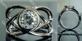 Doveggs round bezel split shank colored moissanite engagement ring
