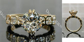 Pave side stones bezel engagement ring semi-mount only(Exclusively to DovEggs Stones)