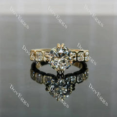 Round asscher bezel moissanite engagement ring| Doveggs