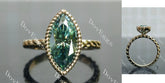 Marquise bezel solitaire colored moissanite engagement ring| DovEggs