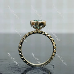 Marquise bezel solitaire colored moissanite engagement ring| DovEggs