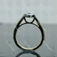 Round solitaire bezel moissanite engagement ring| DovEggs
