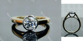 Round solitaire bezel moissanite engagement ring| DovEggs