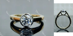 Round solitaire bezel moissanite engagement ring| DovEggs