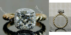 Jennifer 1- Cushion halo moissanite engagement ring| DovEggs
