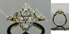 Doveggs Marquise Halo Side Stones Art Deco Lab Grown Diamond Engagement Ring