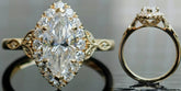 Marquise halo side stones art deco moissanite engagement ring| DovEggs