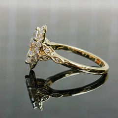 Doveggs halo side stones art deco engagement ring semi-mount only(Exclusively to DovEggs Stones)