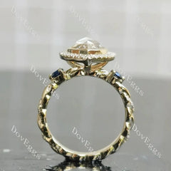 Vintage halo bezel antique cut ethical lab diamond engagement ring only semi-mount only(Exclusively to DovEggs Stones)