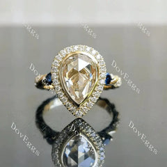 Vintage halo bezel antique cut ethical lab diamond engagement ring only semi-mount only(Exclusively to DovEggs Stones)