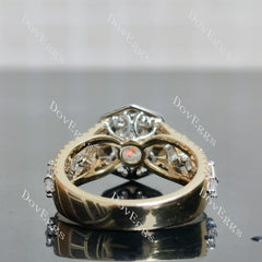 Octagon art deco halo 3/4 eternity moissanite engagement ring| DovEggs