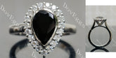 Pear bezel halo colored gem engagement ring| DovEggs