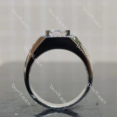 Crystal Blue Persuasion-Asscher halo moissanite engagement ring| DovEggs