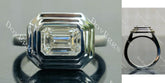 Emerald bezel solitaire moissanite engagement ring| DovEggs