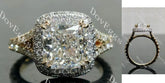 Radaint halo split shanks pave moissanite engagement ring| DovEggs