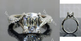 Carissa's Dream-Cushion split shanks moissanite engagement ring| DovEggs
