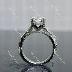Carissa's Dream-Cushion split shanks moissanite engagement ring| DovEggs
