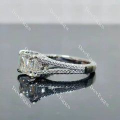 Amanda's Endless Fire-Emerald split shanks pave moissanite engagement ring| DovEggs